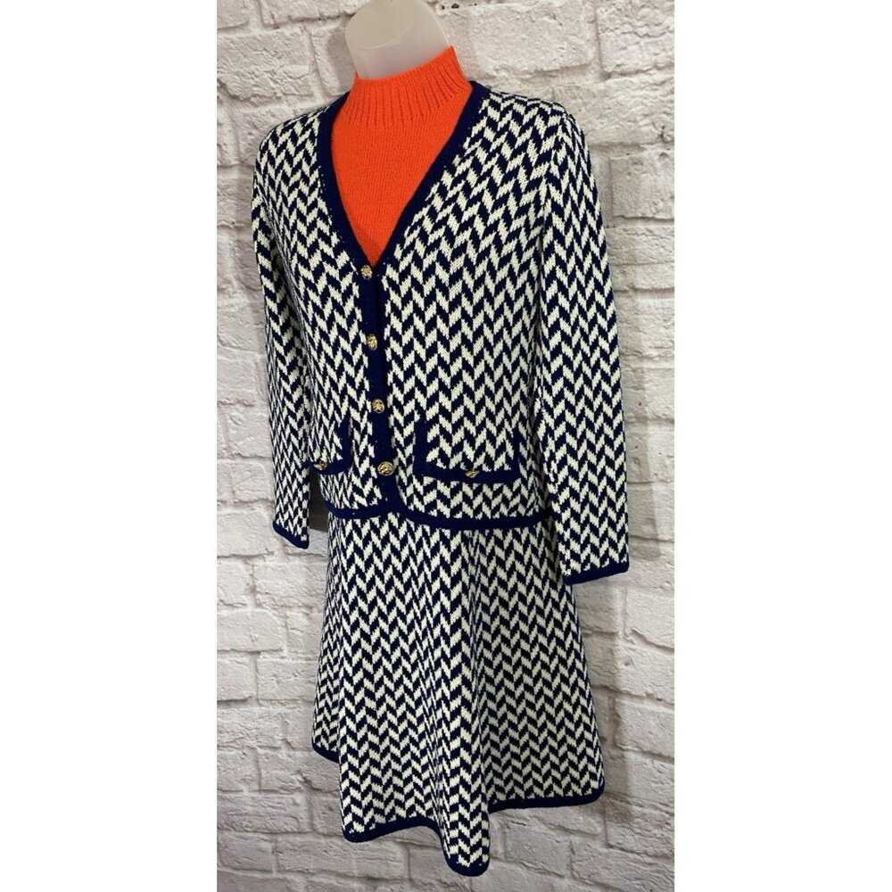 Vintage 1960s St. John Knits Sweater Jacket Dress 2-Piece Outfit Small/Medium - Picture 4 of 16